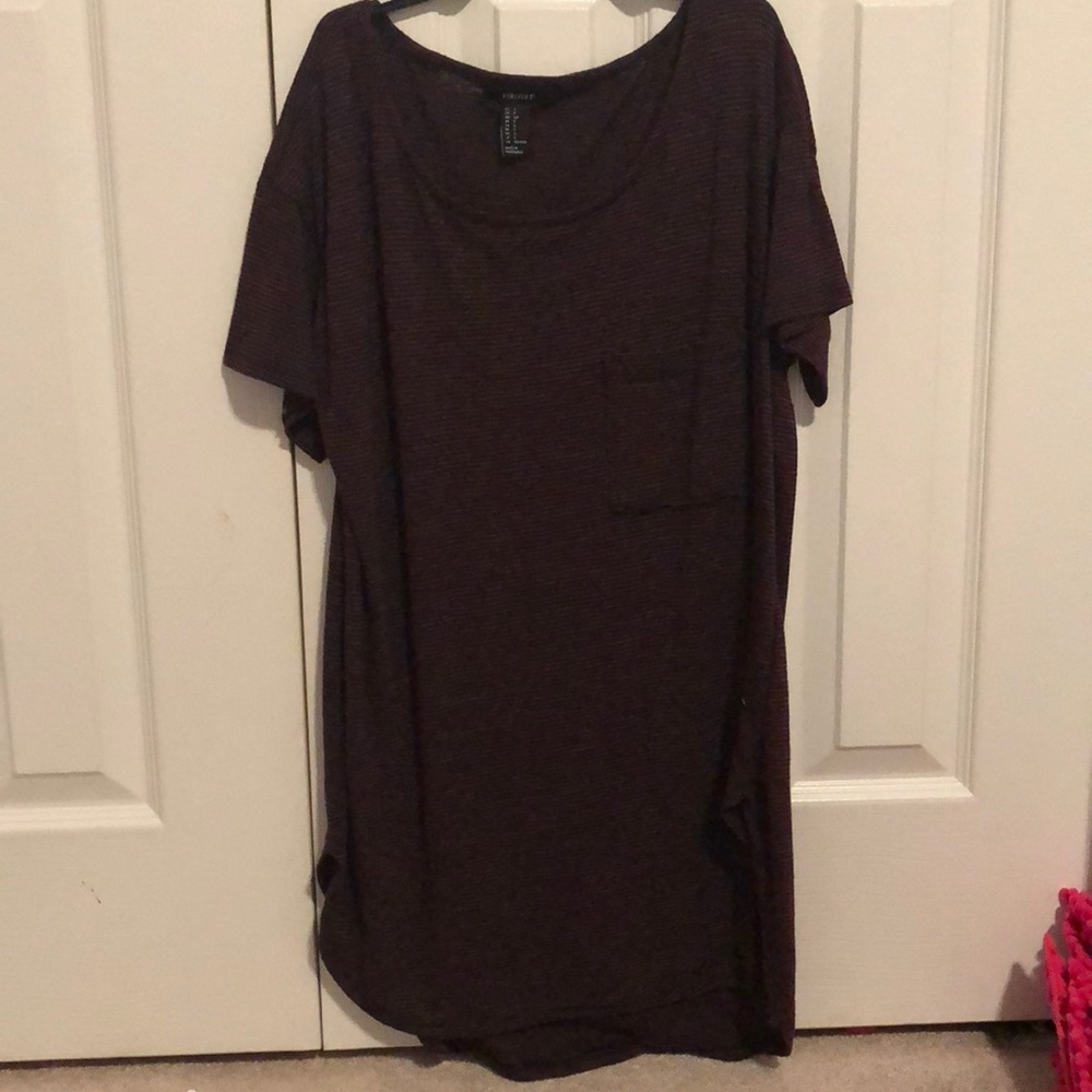 Burgundy striped t-shirt dress